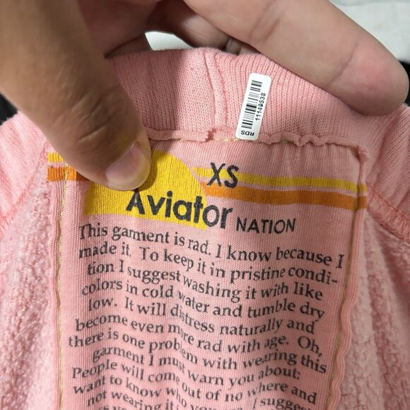 AVIATOR NATION 5 Stripe Sweatpants Womens Sz XS Pink Pull-On Athleisure Flawed - Picture 10 of 11
